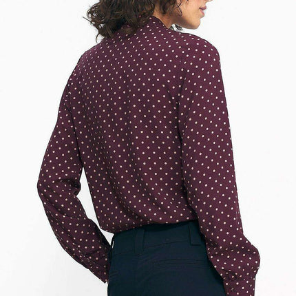 Chic Collared Long Sleeve Shirt Pea Print Autumn Style - Très Elite