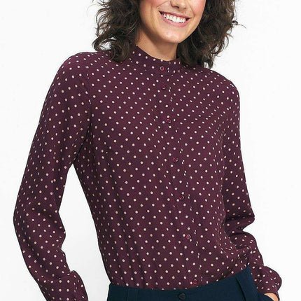 Chic Collared Long Sleeve Shirt Pea Print Autumn Style - Très Elite