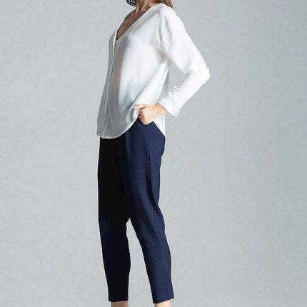 Chic Collarless V-Neck Long Sleeve Shirt with Stylish Snap Buttons and Unique Print - Très Elite