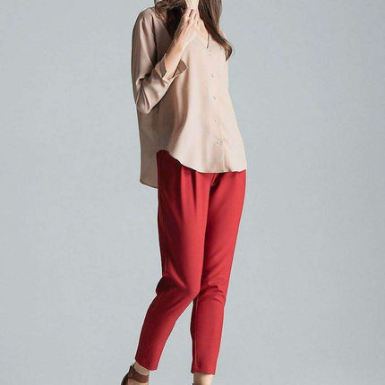 Chic Collarless V-Neck Long Sleeve Shirt with Stylish Snap Buttons and Unique Print - Très Elite