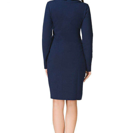 Chic Colorful Knit Dress with Functional Side Pockets and Customizable Sleeves