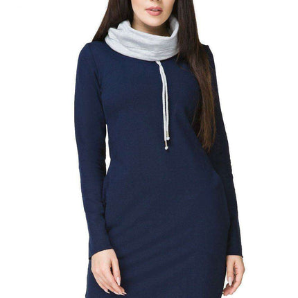 Chic Colorful Knit Dress with Functional Side Pockets and Customizable Sleeves