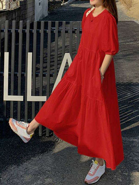 Chic Comfort A-Line Dress with Short Sleeves