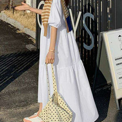 Chic Comfort A-Line Dress with Short Sleeves - Très Elite