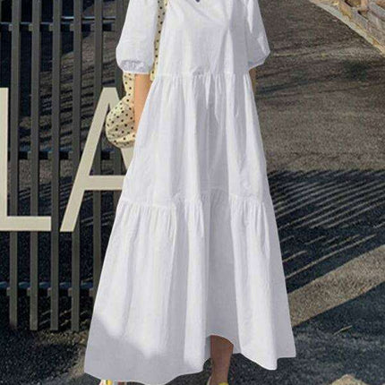 Chic Comfort A-Line Dress with Short Sleeves - Très Elite