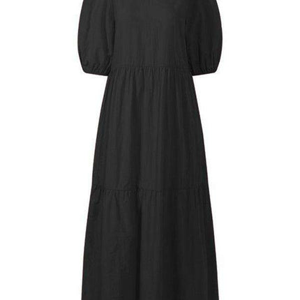 Chic Comfort A-Line Dress with Short Sleeves - Très Elite