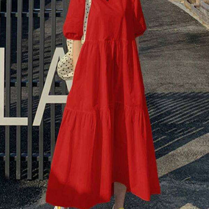 Chic Comfort A-Line Dress with Short Sleeves - Très Elite