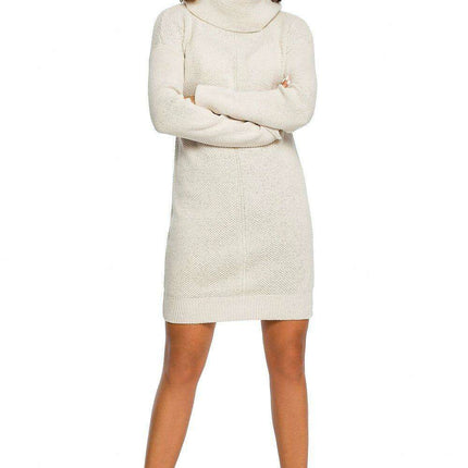 Chic Comfort: Waffle-Knit Turtleneck Sweater Dress - Très Elite