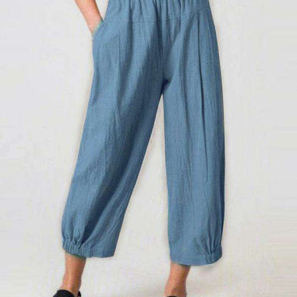 Chic Comfort: Women's High Waist Cotton Linen Harem Pants