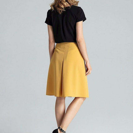 Chic Contrast Pleated A-Line Midi Skirt - Très Elite