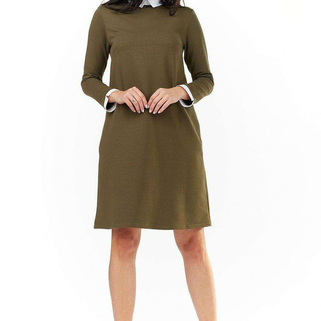 Chic Cotton Blend Daydress with Refined Accents