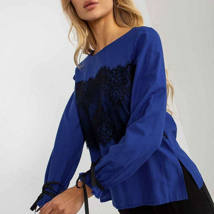 Chic Cotton Blouse with Exquisite Lace Details - Très Elite