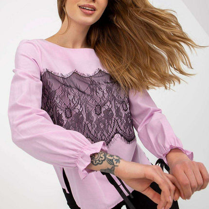 Chic Cotton Blouse with Exquisite Lace Details - Très Elite