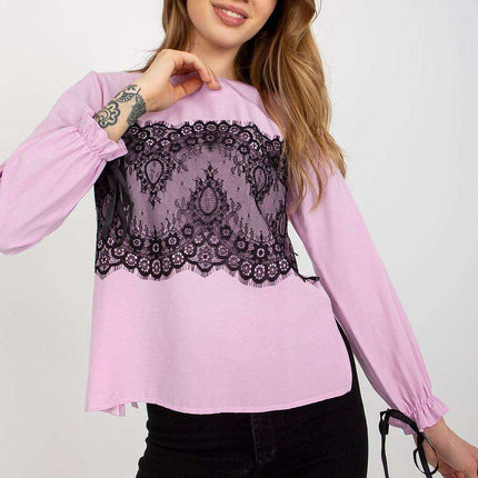 Chic Cotton Blouse with Exquisite Lace Details