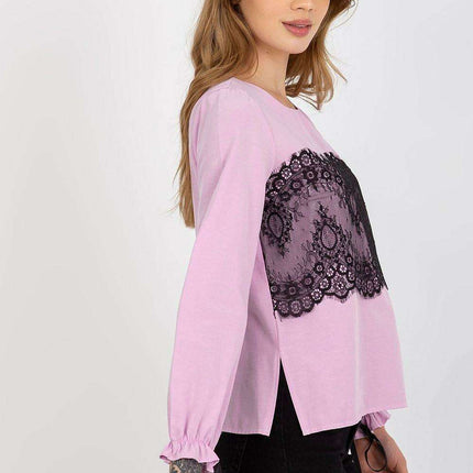 Chic Cotton Blouse with Exquisite Lace Details - Très Elite