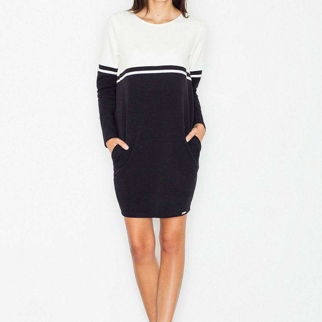 Chic Cotton Day Dress with Unique Knit Top - Model 62980