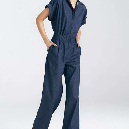 Chic Cotton Denim Jumpsuit Made In Europe Premium Quality
