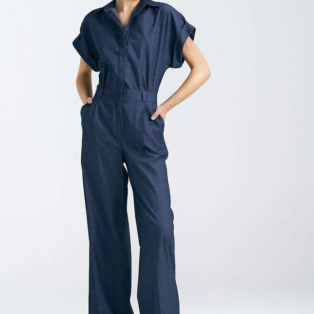 Chic Cotton Denim Jumpsuit Made In Europe Premium Quality