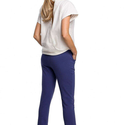 Chic Cotton Knit Slit Trousers with Distinctive Topstitching - Très Elite