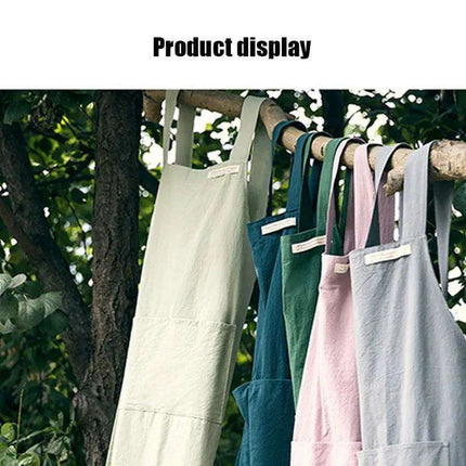 Chic Cotton Linen Apron with Stylish Wide Straps for Women - Your Perfect Cooking Companion - Très Elite