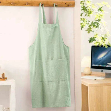 Chic Cotton Linen Apron with Stylish Wide Straps for Women - Your Perfect Cooking Companion..