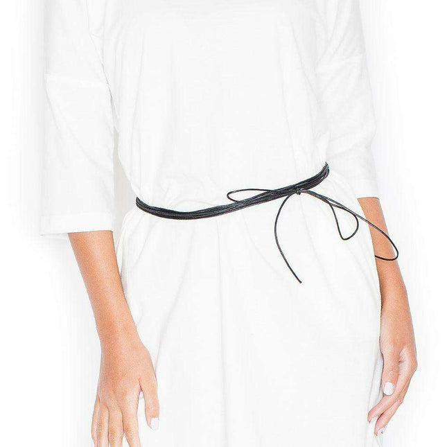 Chic Cotton Midi Dress with Elbow Sleeves and Customizable Waist Belt