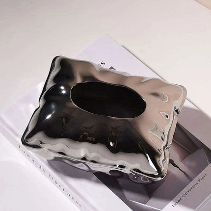 Chic Cream Ceramic Tissue Holder with Hidden Drawer - Très Elite