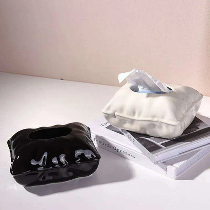 Chic Cream Ceramic Tissue Holder with Hidden Drawer - Très Elite