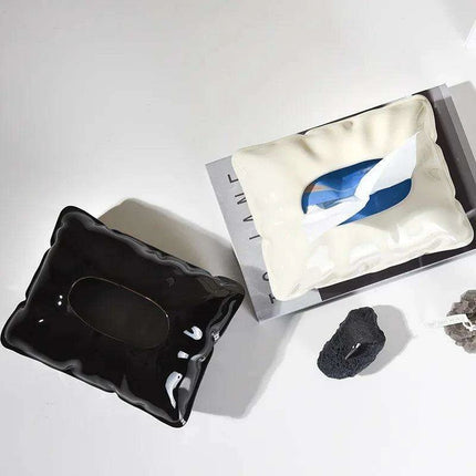 Chic Cream Ceramic Tissue Holder with Hidden Drawer - Très Elite