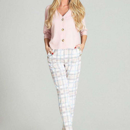 Chic Cuffed Blouse with Playful Cheese Neckline - Très Elite