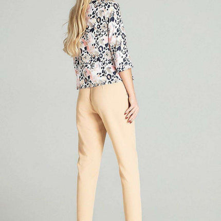 Chic Cuffed Blouse with Playful Cheese Neckline - Très Elite