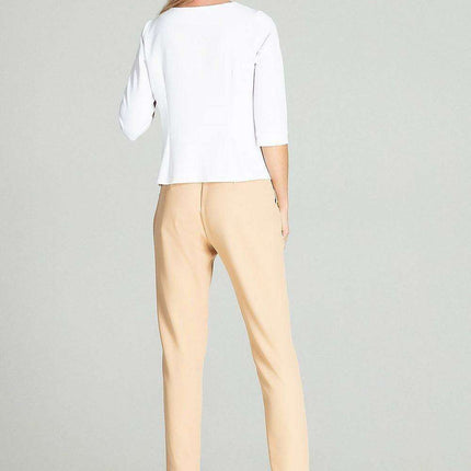 Chic Cuffed Blouse with Playful Cheese Neckline - Très Elite