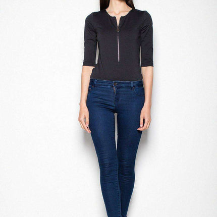 Chic Curve-Enhancing Zip-Up Bodysuit - Perfect for Trendy Denim Looks - Très Elite