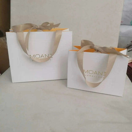 Chic Custom Logo Jewelry Packaging Bags - 500 Pack with Stylish Ribbon Handles..
