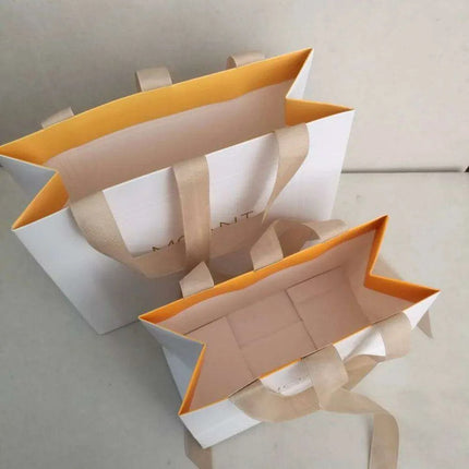 Chic Custom Logo Jewelry Packaging Bags - 500 Pack with Stylish Ribbon Handles..