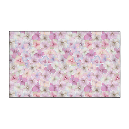 Chic Customizable Blue Daisy Floor Mat with Elegant Black Edging- Très Elite- Très Elite