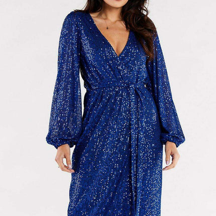 Chic Customizable Polish Envelope Wrap Dress with Side Ties