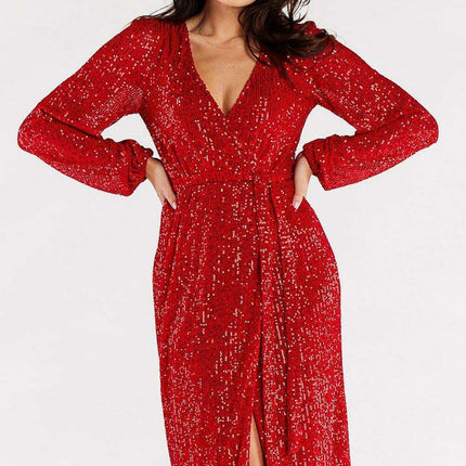 Chic Customizable Polish Envelope Wrap Dress with Side Ties