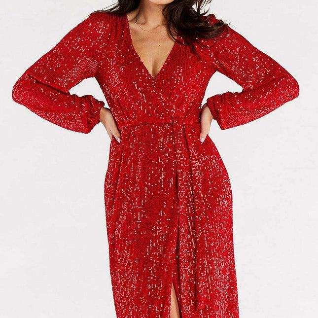 Chic Customizable Polish Envelope Wrap Dress with Side Ties