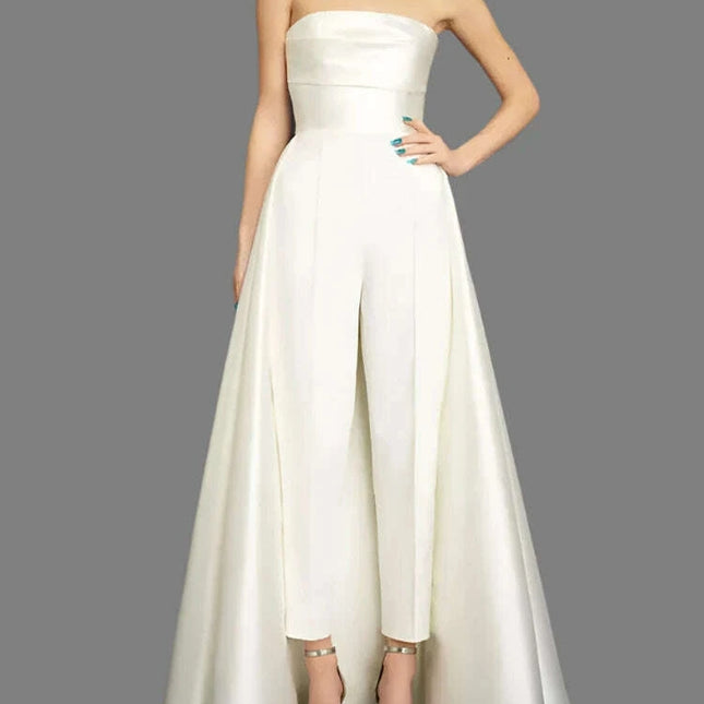 Chic Customizable Strapless High-Waisted Patchwork Jumpsuit for Women - 2024 Spring Evening Collection