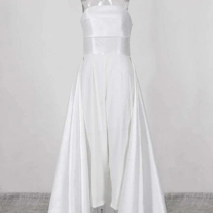 Chic Customizable Strapless High-Waisted Patchwork Jumpsuit for Women - 2024 Spring Evening Collection