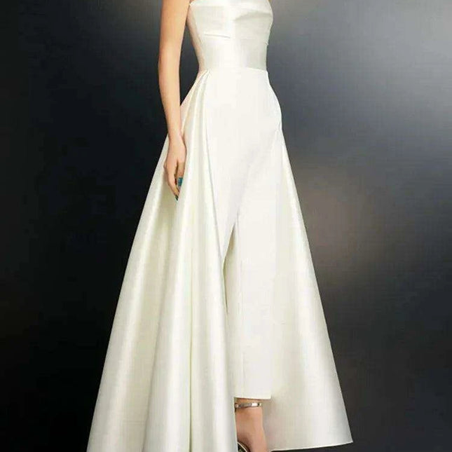 Chic Customizable Strapless High-Waisted Patchwork Jumpsuit for Women - 2024 Spring Evening Collection