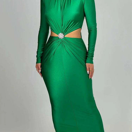 Chic Cut-Out Turtleneck Maxi Dress for Women - The Ultimate Autumn and Winter Fashion Statement - Très Elite