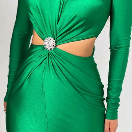 Chic Cut-Out Turtleneck Maxi Dress for Women - The Ultimate Autumn and Winter Fashion Statement - Très Elite