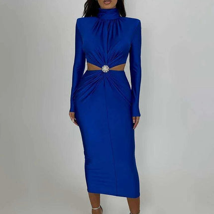 Chic Cut-Out Turtleneck Maxi Dress for Women - The Ultimate Autumn and Winter Fashion Statement - Très Elite
