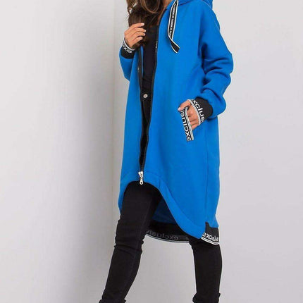 Chic Dark Blue Women's Zip-Up Hoodie with Convenient Pockets - Très Elite