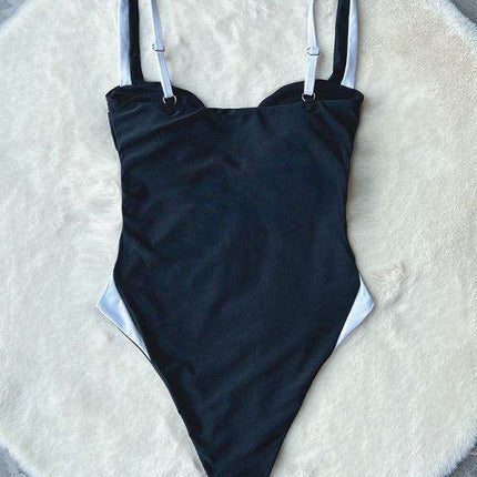 Chic Deep V Neck One-Piece Swimsuit - Stylish Poolside Essential - Très Elite