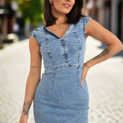Chic Denim Day Dress - Très Elite