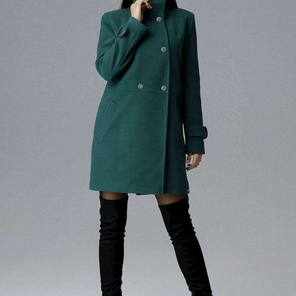 Chic Double-Breasted Stand-Up Collar Coat with Stylish Snap Details - Très Elite