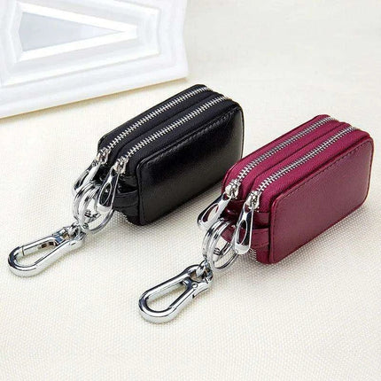 Chic Earth Yellow Leather Key Organizer with Clear View Pocket and Dual Storage Compartments - Très Elite